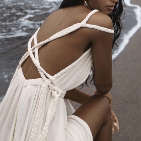 Aya Sacred Wear Off-White Simple Organic Cotton Boho Wedding Maxi Dress XS-L - Picture 2 of 13